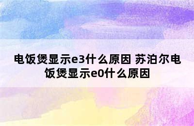 电饭煲显示e3什么原因 苏泊尔电饭煲显示e0什么原因